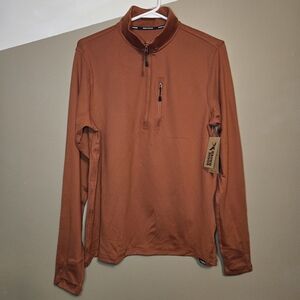 Eddie Bauer Men's 1/4 Zip Dune Orange Long Sleeve Shirt Zip Pocket Size Small